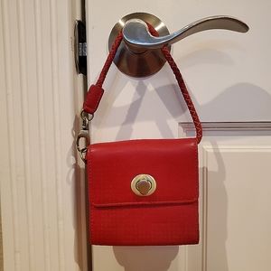 Levenger Red Leather Wristlet Wallet